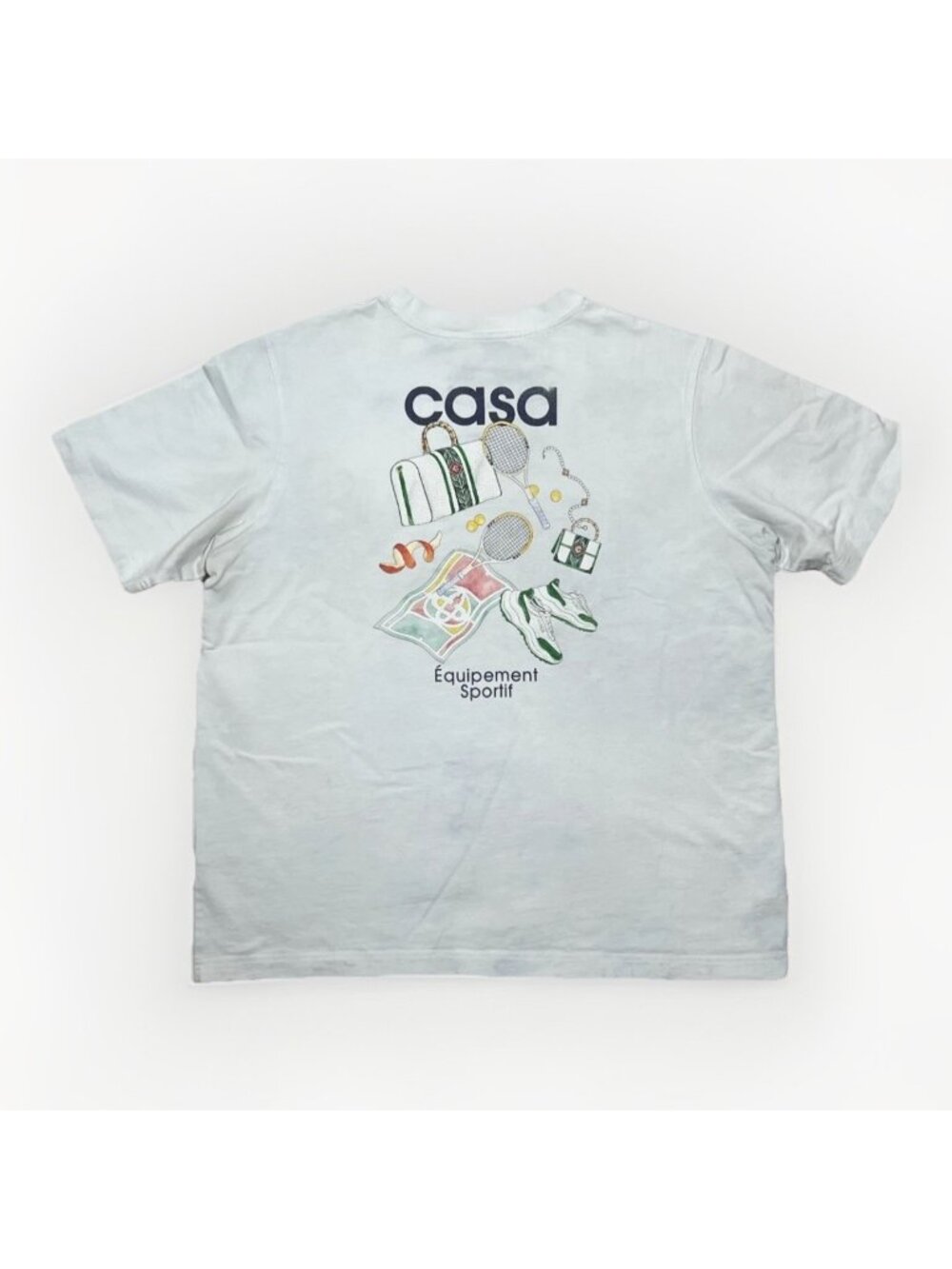 Casablanca Tennis Club Mens White Graphic Jersey T Shirt Equipement Sportif 2XL